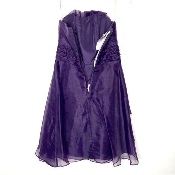 NWT David’s Bridal Wms 2 Strapless Purple Lapis Organza Dress Formal Bridesmaid - Picture 5 of 14